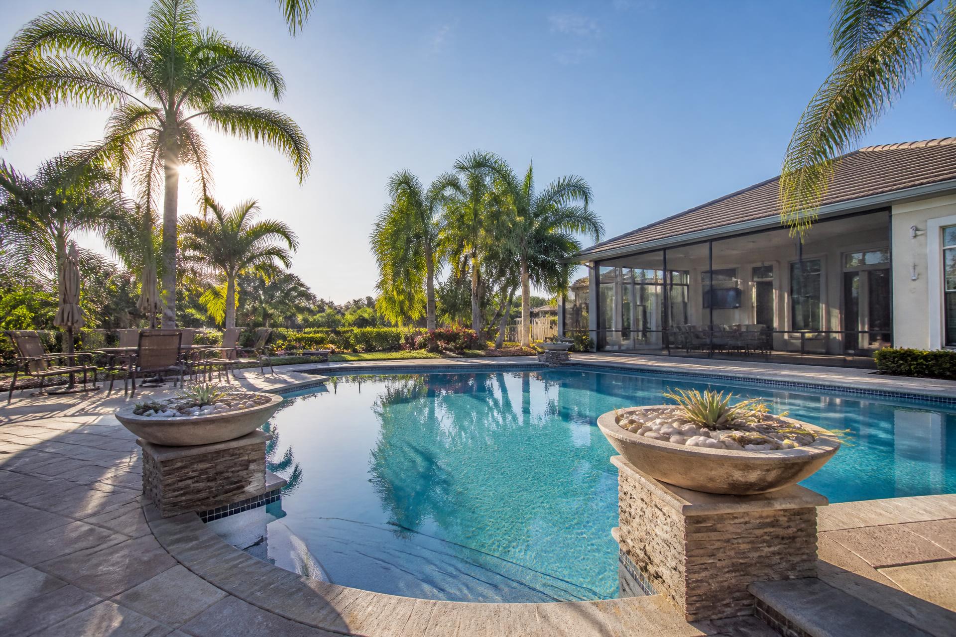 Crystal clear backyard pool in Bradenton, Florida